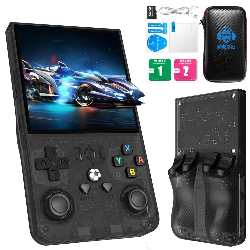 Open Source R36MAX Retro Handheld Video Game Console RK3326 Chip 64/128G Portable Pocket Game Player 4 HD Screen Game Console