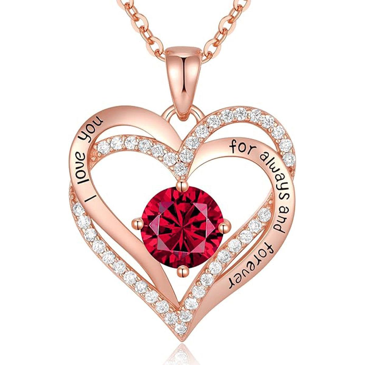 White Gold Plated Double Layer Heart Pendant Necklace Elegant Jewelry Gift For Mom On Mother s Day
