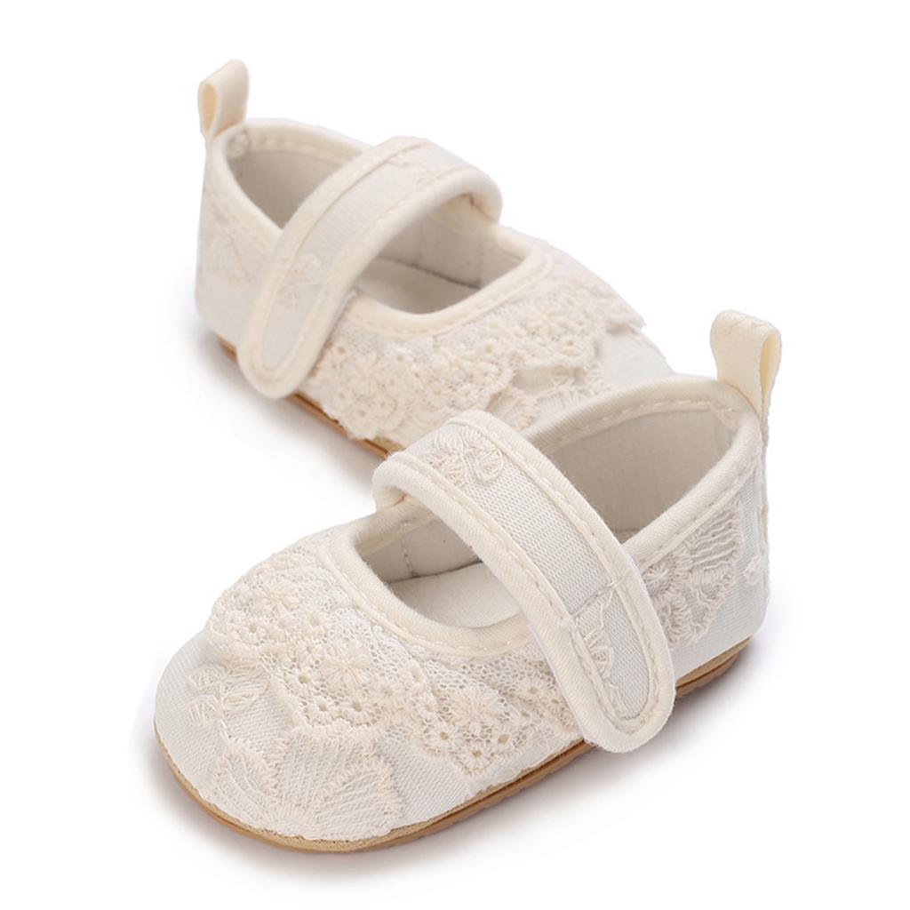 Baby Girls Princess Shoes, Soft Bow Embroidery Flower Non-slip First Walker Shoes Toddler Shoes 0-18M