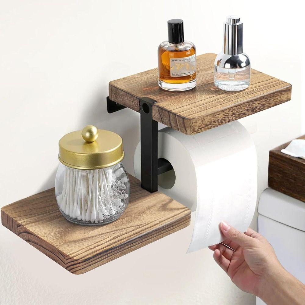 High Load-bearing Wall Mounted Toilet Paper Holder Wooden Countertop Organizer  Hotel