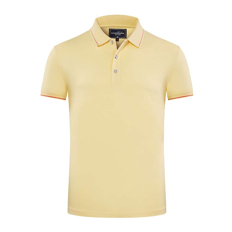 YHHC 98778  190G Long Staple Cotton Liquid Ammonia Beaded Lapel POLO Shirt