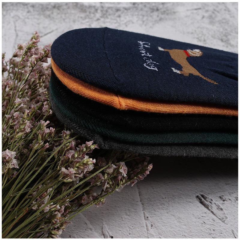 5 Çift Kadın Ayak Bileği Çorabı Komik Sevimli Karikatür Köpek Hayvan Kulak Peluş Tekne Çorapları Kadın Bayan Kız Sanat Çorap Kısa Çoraplar