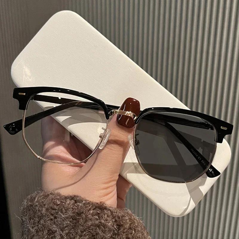 Herren Fotochrome Myopiebrille Anti Blaulicht Farbwechselnd Groß Transparente Brille 0 bis -6 0