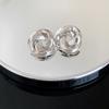Steel needle metal rose winding stud earrings French retro elegant simple versatile earrings light luxury high-end earrings