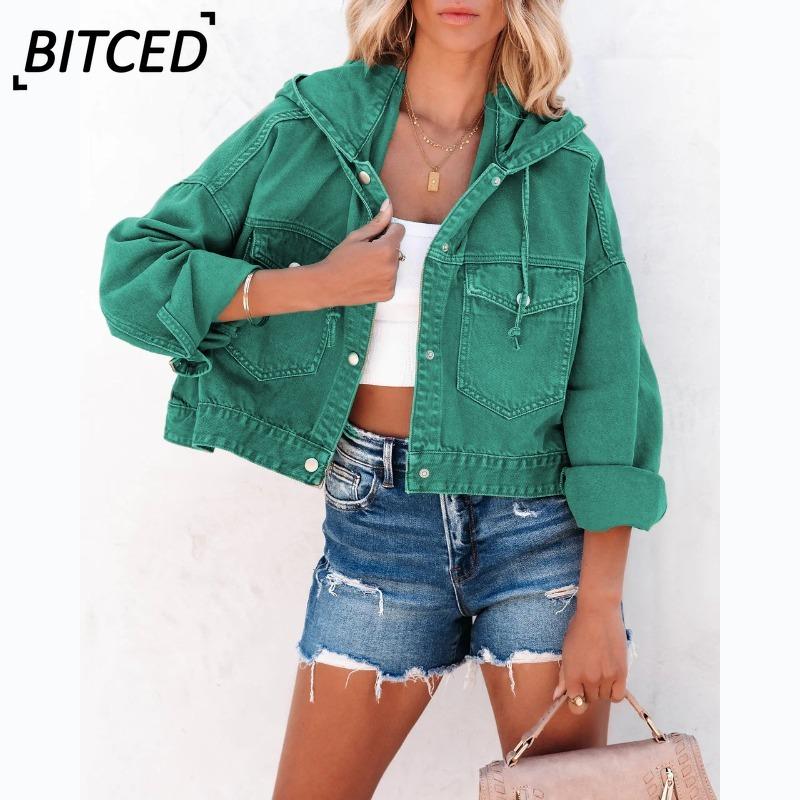 BITCED Women's Vintage Casual Solid Color Print Autumn Winter Long Sleeve Jackets & Coats