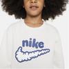 Nike Sweatshirt Letter Logo Print Round Neck Casual Fleece Kids tops White DQ3860-133