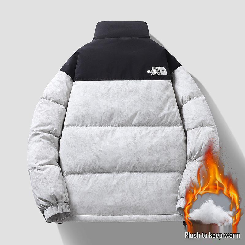 Men's Trendy Color Block Stand Collar Down Jacket - Warm & Stylish Winter Coat