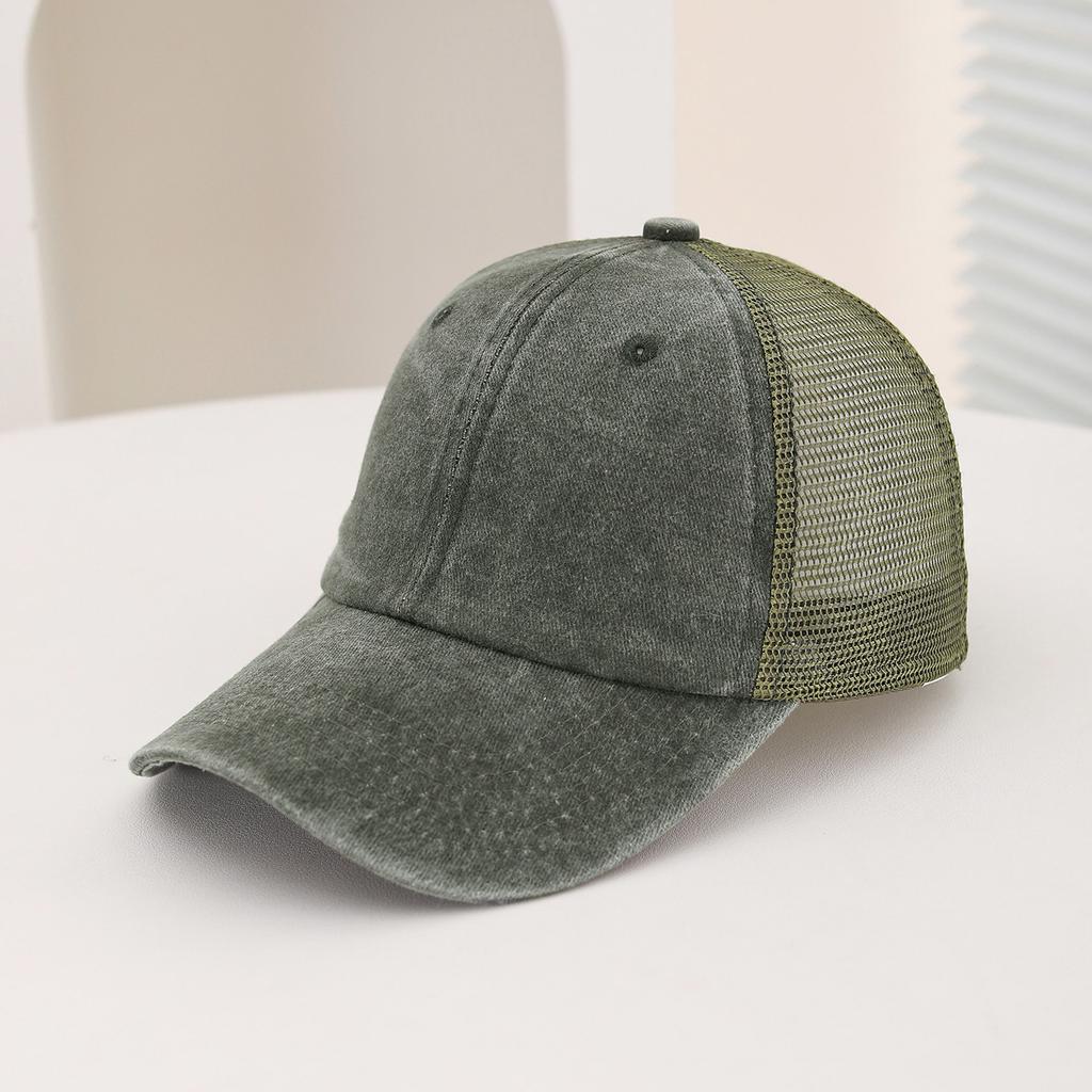 Casual Water-washed Mesh Baseball Cap, Adjustable Curved Brim Baseball Cap, Summer Sweat-absorbing and Breathable Sun Hat