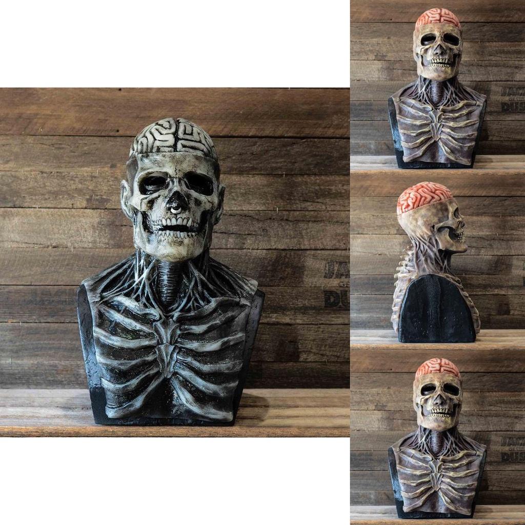 Spooky Skeleton Biochemical Mask For Halloween Events Full Cover Silicone Accessory With Hat