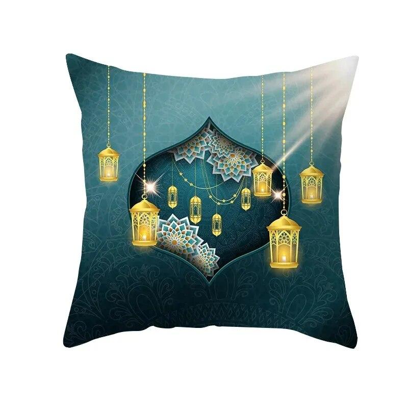 Islamic Eid Mubarak Decorative Pillowcase Home Decor Sofa Cushion Cover Ramadan Cotton Mosque Muslim Pillowcase 45X45CM