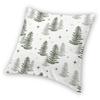 Christmas Night With Green Trees Square Pillowcase Polyester Linen Velvet Pattern Zip Decorative Pillow Case Car Cushion Cover