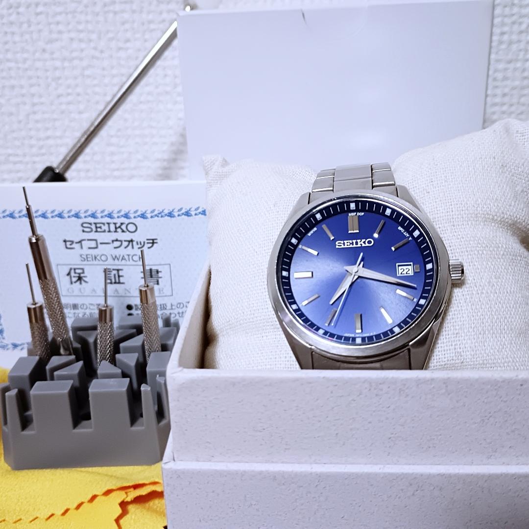 [Б/У] SEIKO Selection SBTM321 Радио-солнечные часы Синий циферблат Сделано в Японии с набором инструментов для регулировки