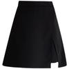 2024 Summer Plus Size High-Waist A-line Skort - Black Midi with Slit