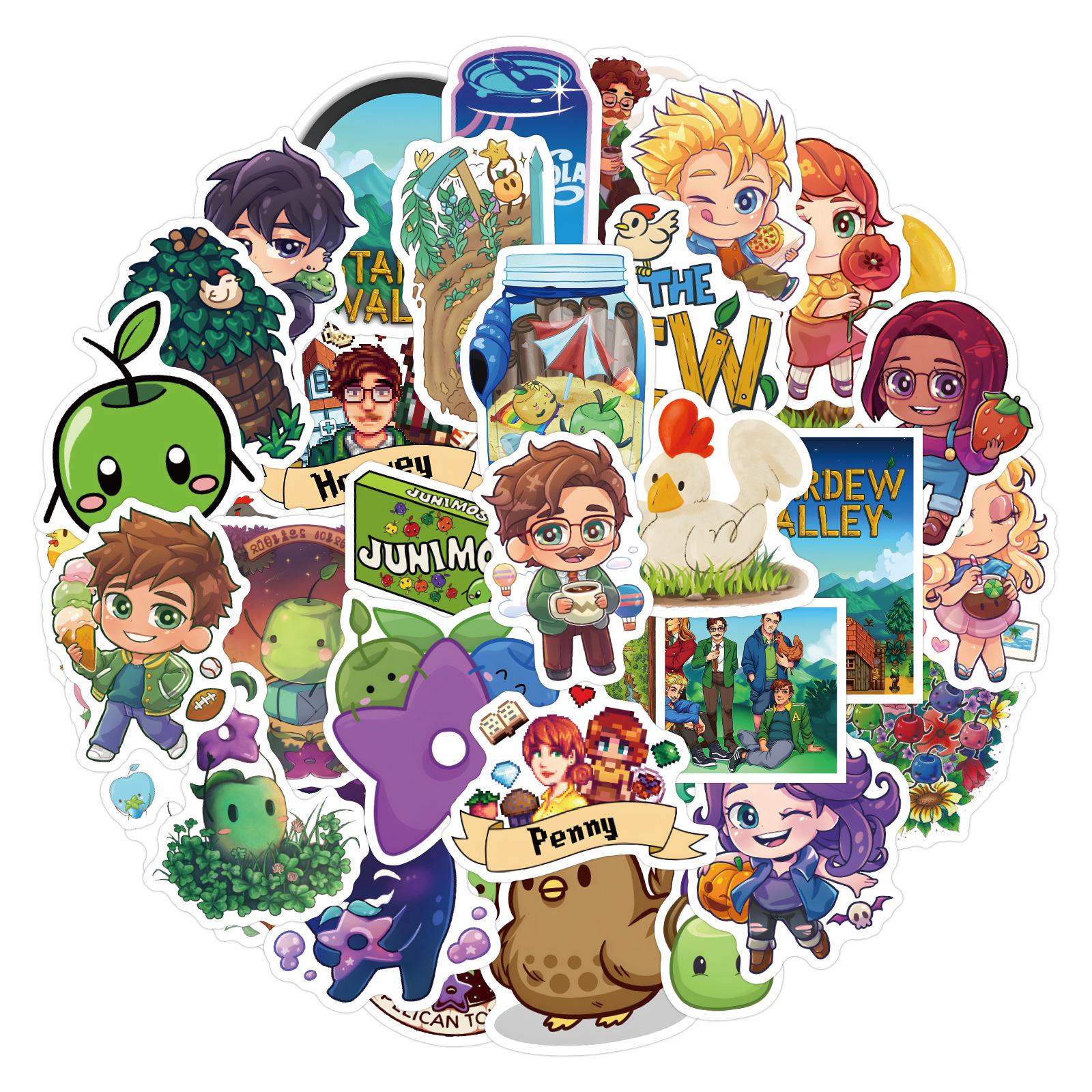 

50 New Stardew Valley Waterproof Graffiti Stickers for DIY Decoration - Perfect for Water Bottles, Refrigerators, and Suitcases