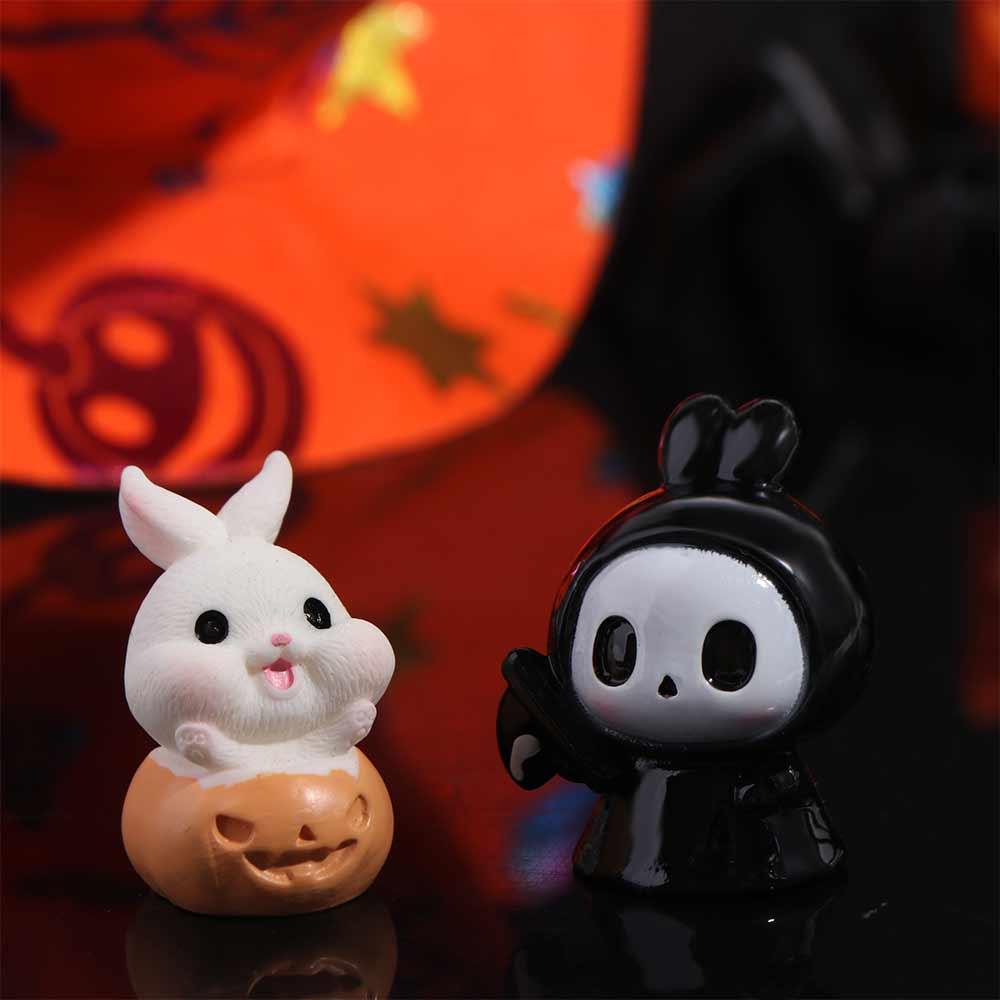 Rabbit Halloween Decorations Figurine Cartoon Rabbit Ghost Micro Ornaments  Halloween Decorations