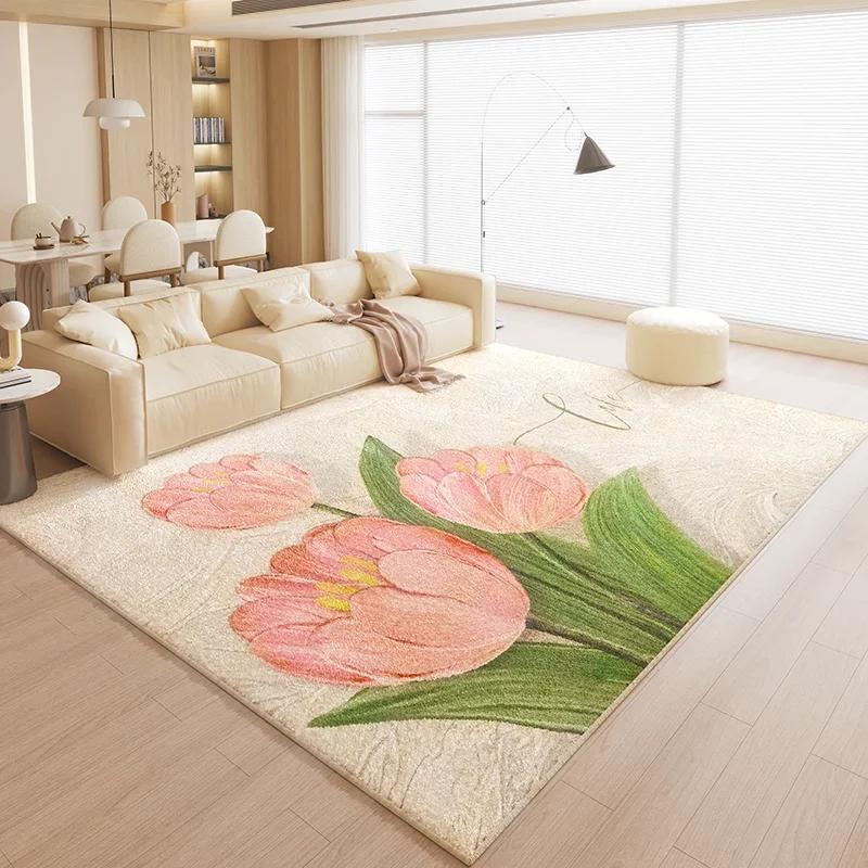 Modern Style Carpets for Living Room Thick Plush Bedroom Decor Flower Carpet Large Area Home Anti-slip Floor Mat Fluffy Soft Rug