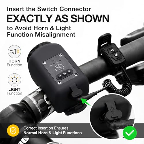Children's Bicycle Horn Headlights Night Cycling USB Charging Mountain Bike Bright Rainproof Headlights, Black