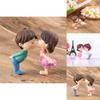 Charming Bench Couple Kissing Dolls Set For Exquisite Miniature Garden Decor