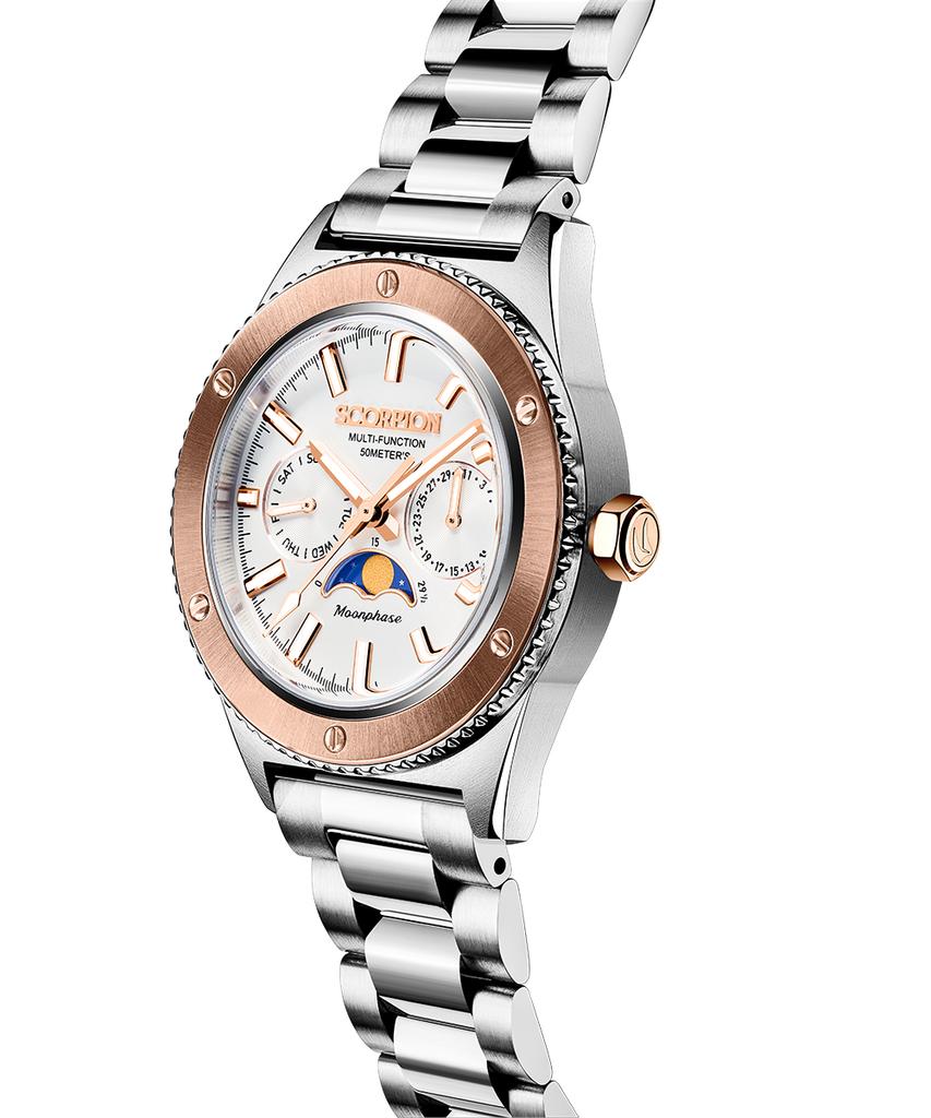 Seukolpion 40Mm Moonphase Men'S Metal Watch Sp3581M-Wrg [Leather Band Included]