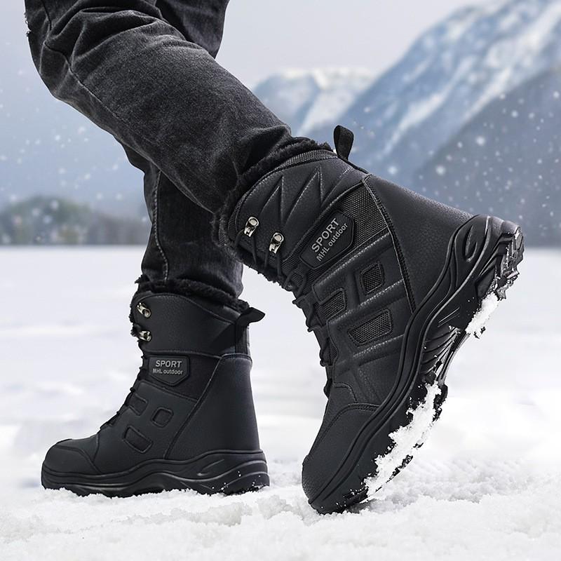 Mens High-Top Winter Hiking Boots Thick Insulated Snow Outdoor Trekking Camping