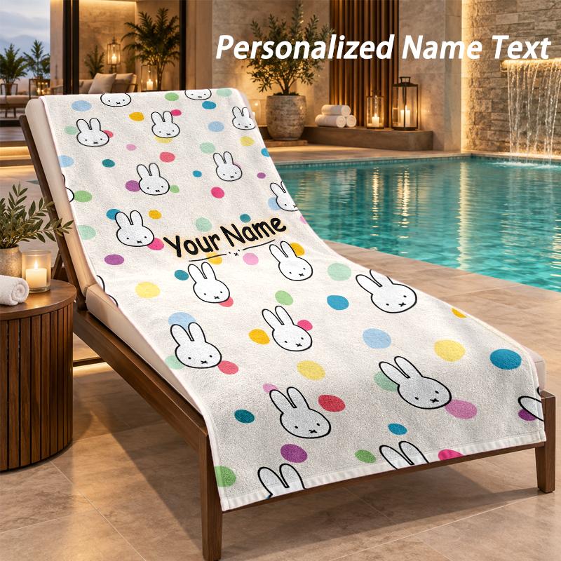 Miffy Custom Name Beach Towel Large Soft Towel for Indoor Bathroom Outdoor Beach