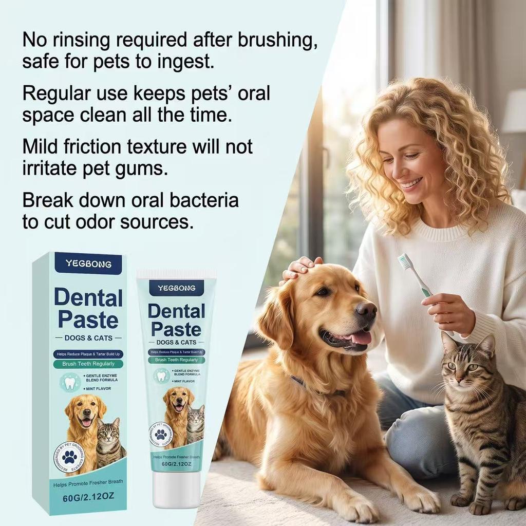 YEGBONG Pet Toothpaste for Dogs & Cats, Universal Oral Care, Gentle Formula Freshens Breath, Removes Tartar & Plaque