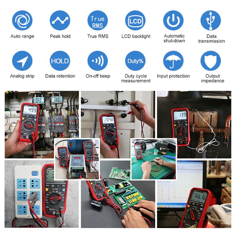 UNI T UT61B+ UT61E+ UT61D+ Smart Professional Digital Multimeter Tester Unit True RMS Auto Range 6000 Counts DC AC 1000V