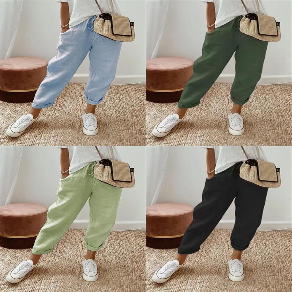 Casual Linen Trousers For Women With Elastic Waist For Spring Summer Comfort