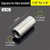 Socket Adapter Head 1/4 Inch Square Drive To 1/4 Hex Socket Adapter Converter Adapter Wrench Quick Change Hand Tool Accessorie