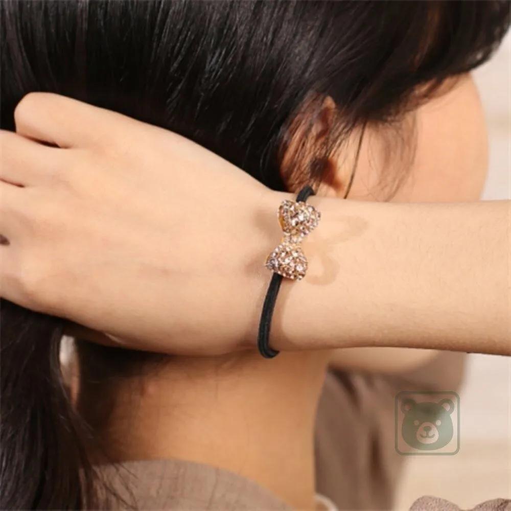 Bares peach ribbon cubic hair tie black hair tie hair elastic hair accessory