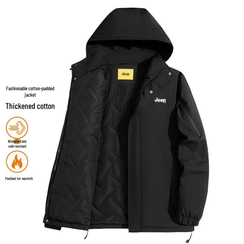 JEEP Men s Winter Color-Block Hooded Padded Jacket M