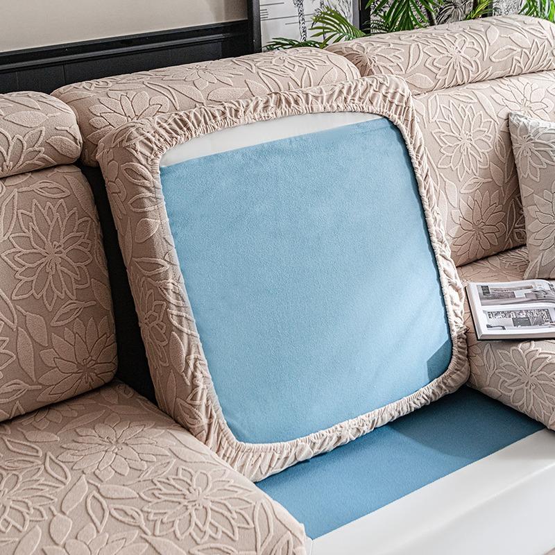 1Piece Camellia Jacquard Stretch Sofa Cushion Cover, Elastic Floral Sofa Slipcover For Living Room Four Seasons Pet Friendly