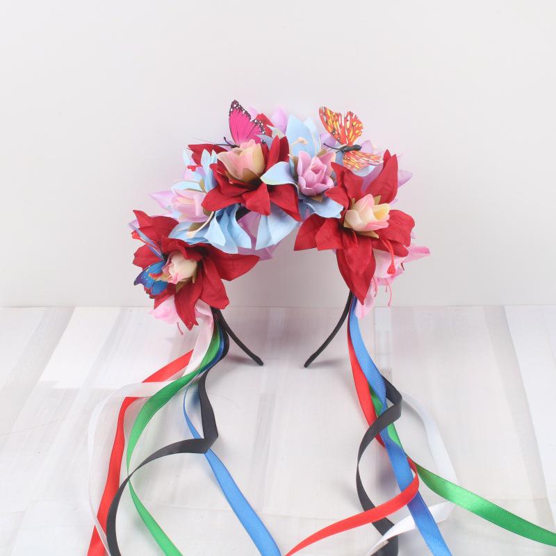 European & American Fashion Carnival Ribbon Hairband: Christmas Butterfly Rainbow Colors
