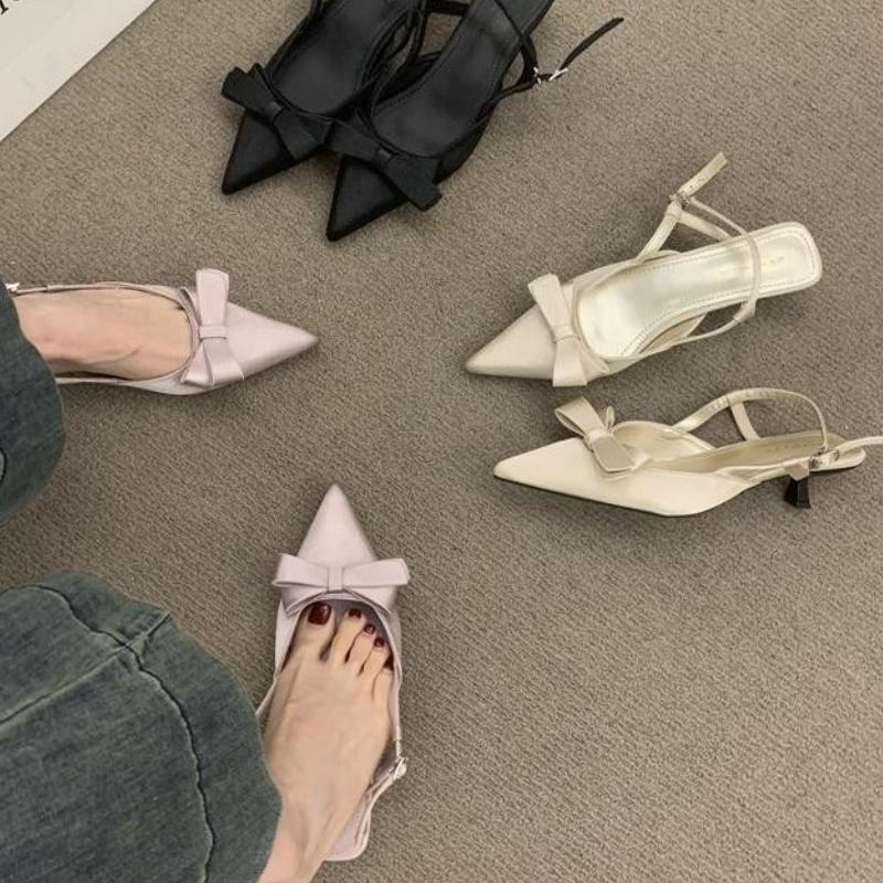 Summer Slip on High Heel Women Sandals Fashion Butterfly-knot Singbacks Pumps Stripper Party Female Sandalias