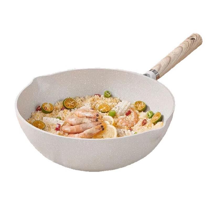 ZISIZ 24cm Aluminum Alloy Wok with Lid