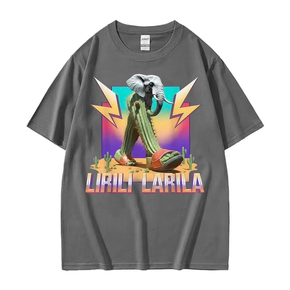 Rolig Lirili Larila T-shirt Herr Sommar Svettabsorberande Andningsbar Topp Bomull Rundhals Kortärmad Mode Herrkläder