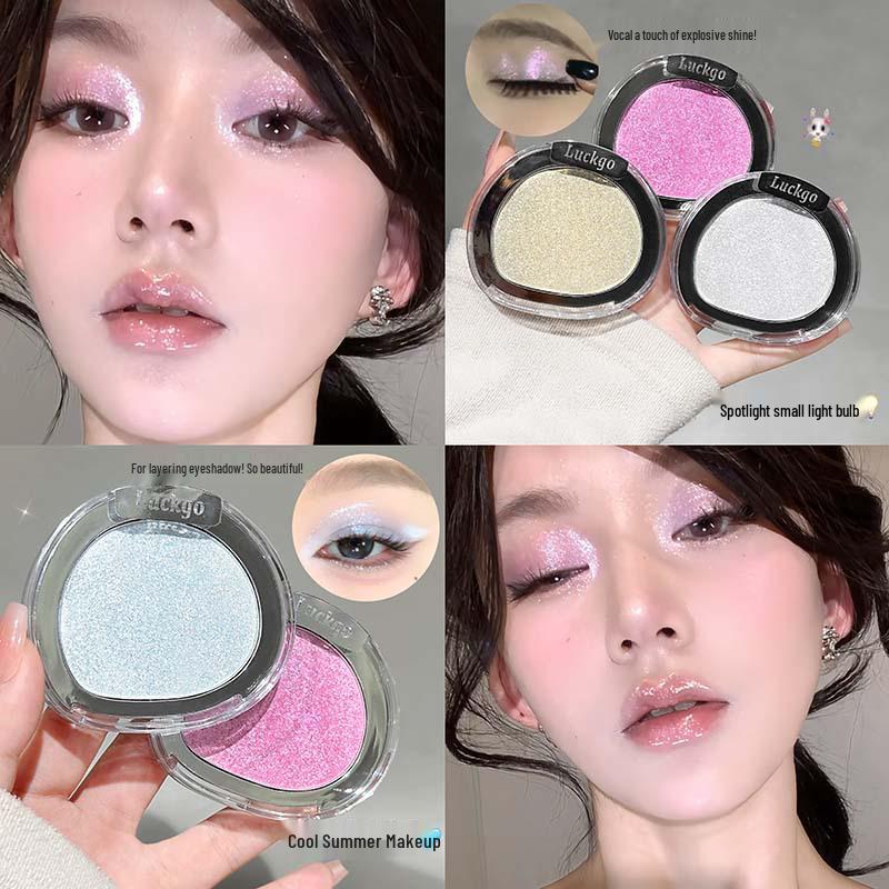 LUCKGO Light-Sensitive Highlighting Powder: Face Brightener & Contour with Fine Shimmer for Students.