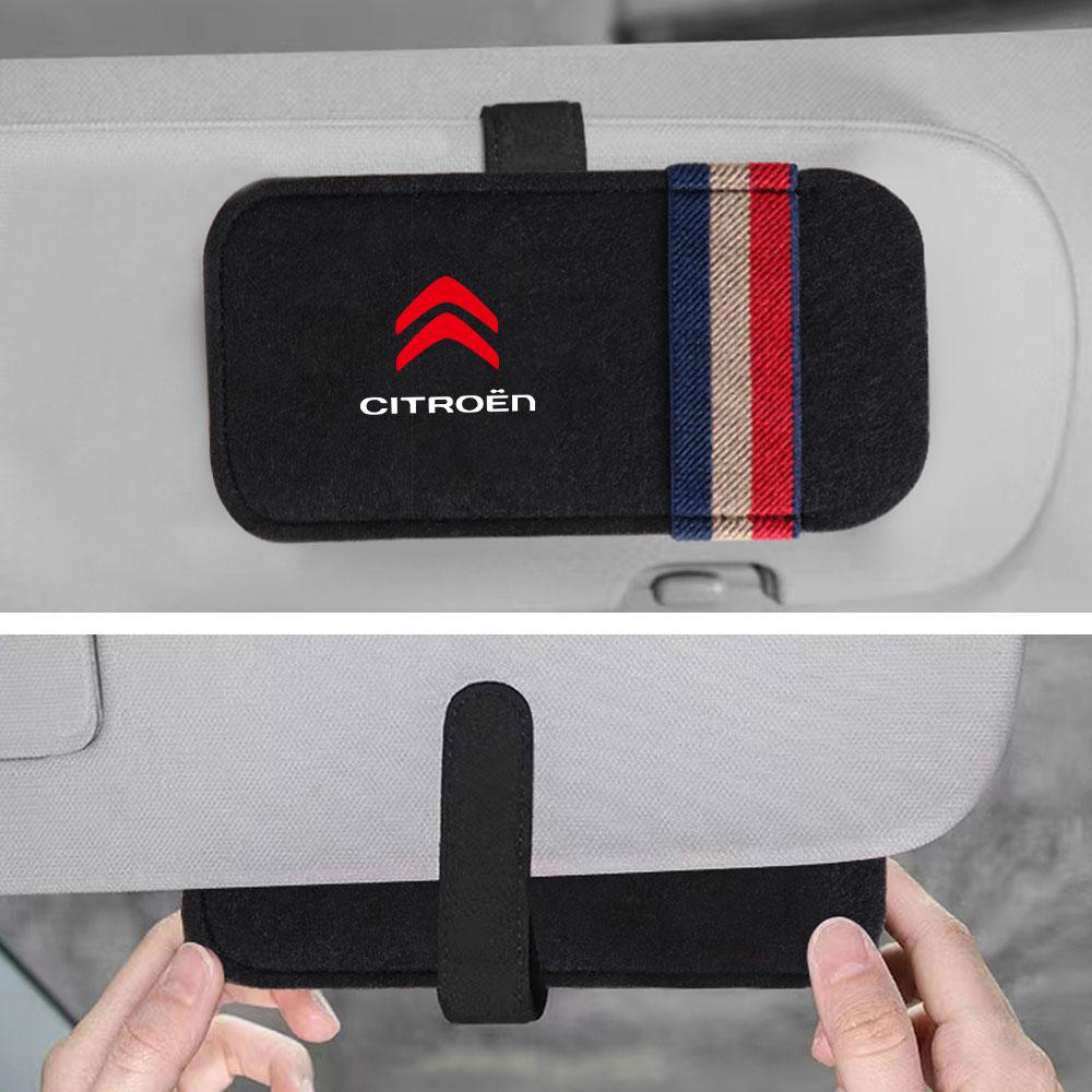 URXE5 1pc Felt Car Sunglasses Organizer Bag Eyeglass Storage Clip For Citroen C1 C2 C3 C4 C4L C6 C5 VTS DS5 Auto Accessories Styling