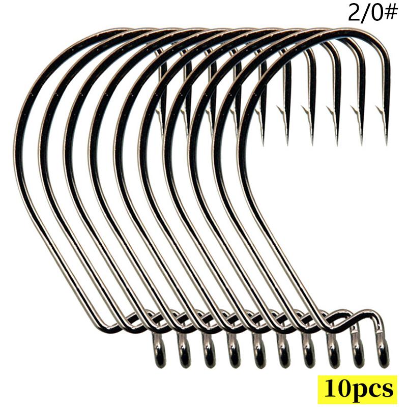 10Pcs Wide Belly Bend Handle Black Nickel Red Nickel Crank Hook Multiple Specifications Luya Crank Hook Fishing Gear