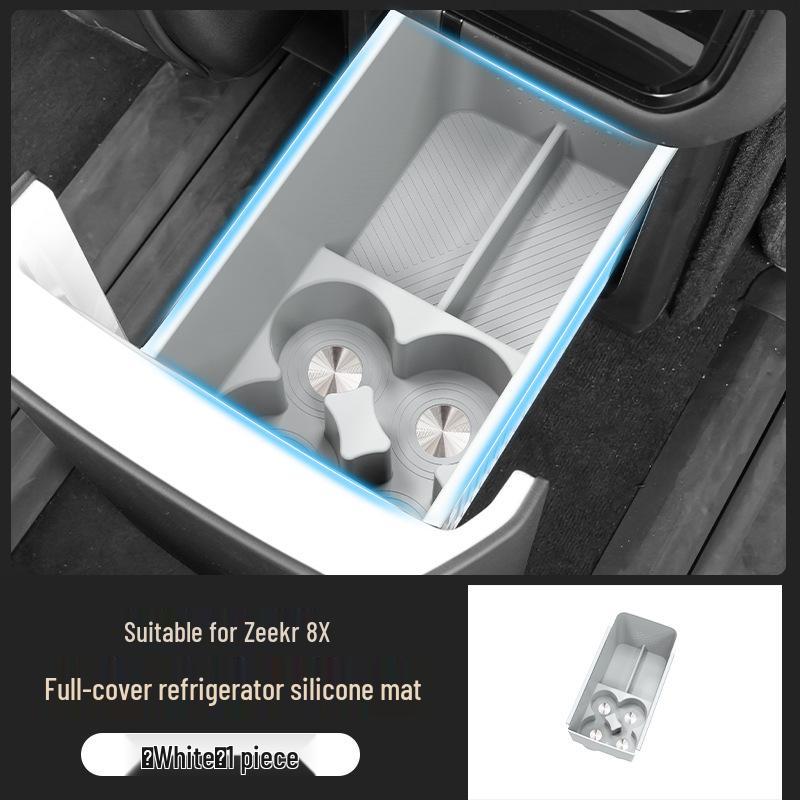 Silicone Cup Holder & Storage Mat for Zeekr 8X Rear Seat Refrigerator