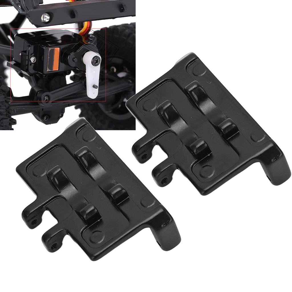 2PCS RC Servo Mount Aluminum Alloy Servo Fixed Bracket RC Steering Gear Bracket for Axial SCX24 1/24 RC Car Black