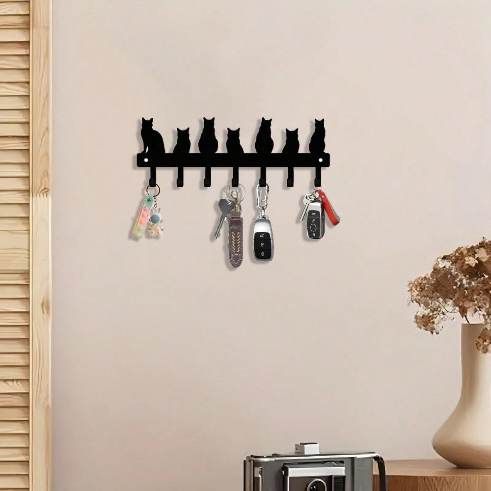 Modern Black Metal Wall Hook Multi Purpose Home Decor Shelf Indoor