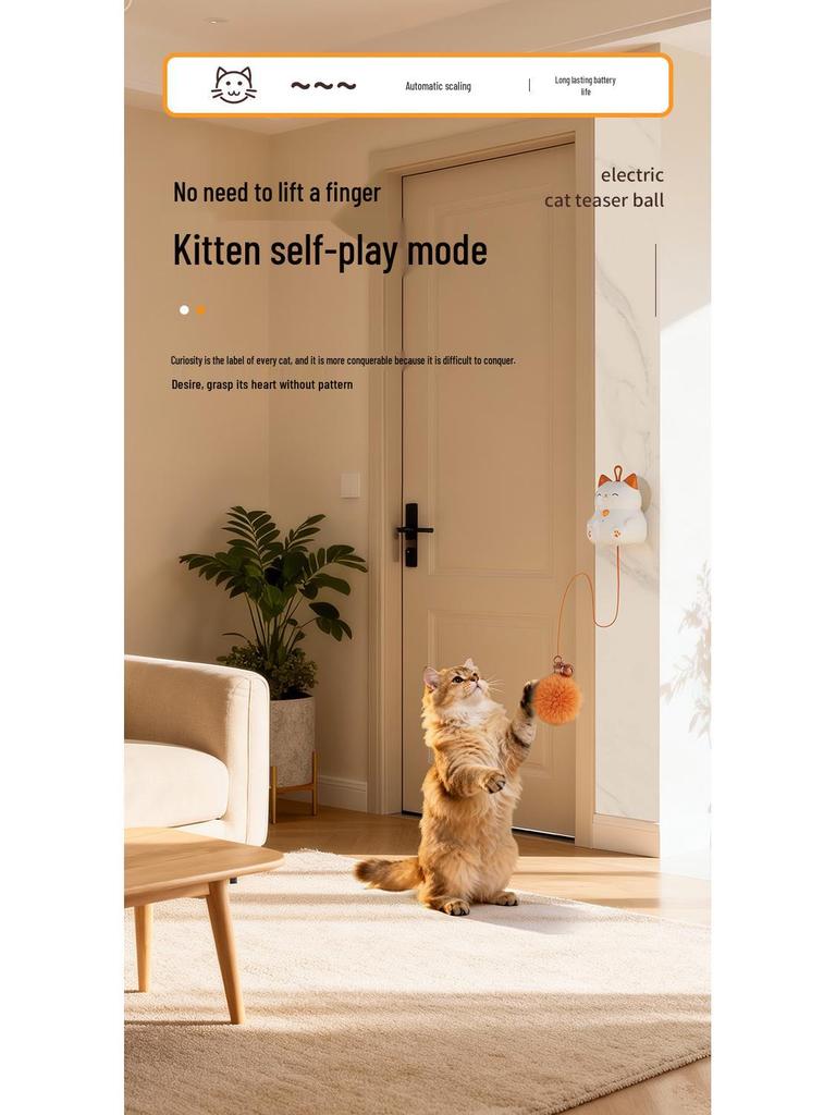 Electric Lucky Cat Automatic Lifting Teaser Ball - Relieve Your Cat’s Boredom