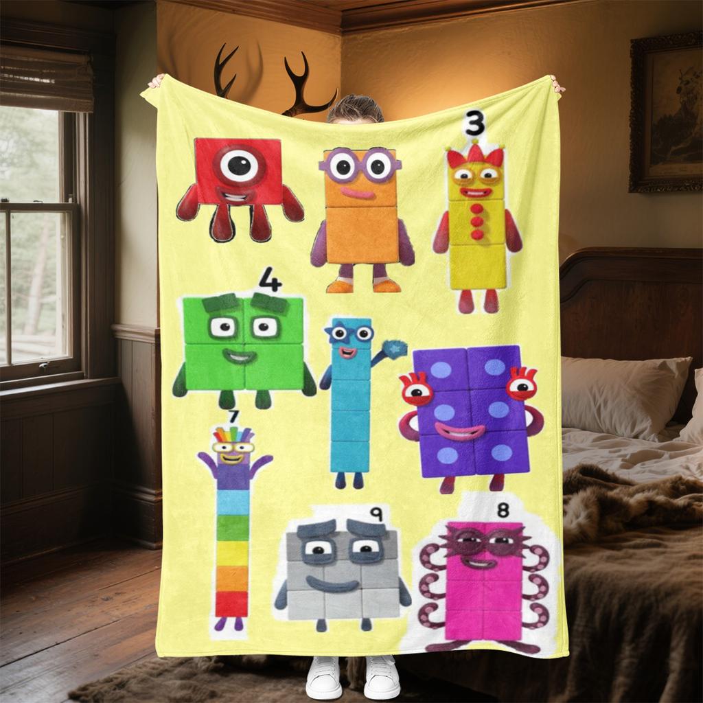 Number Blocks Plush Blanket Soft Comfortable All Seasons Perfect Gift Couch Office Nap Outdoor Travel Blanket