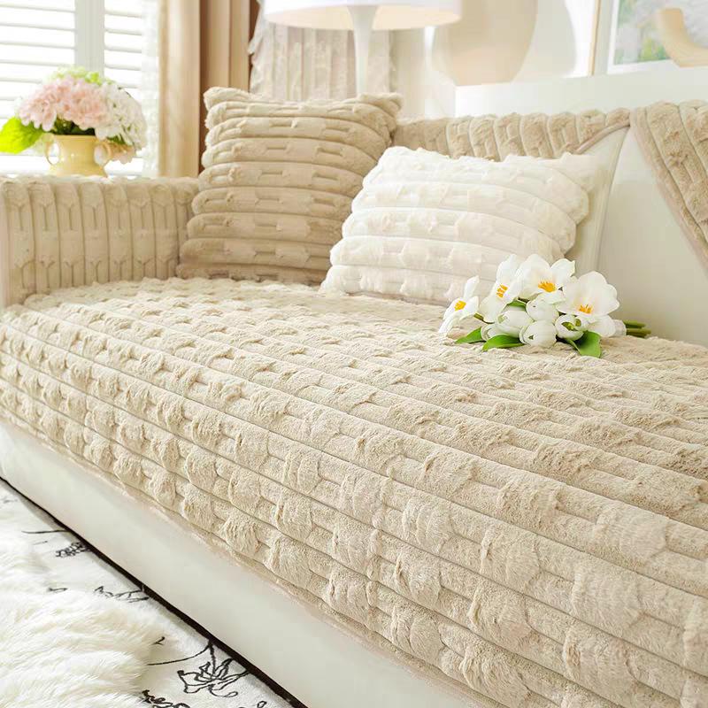 Зимний бамбуковый кролик плюшевая подушка для дивана утолщенный противоскользящий чехол — фото 7