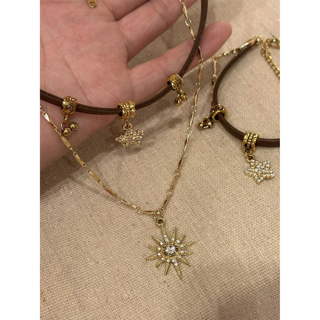 Nastavitelný náhrdelník s přívěskem slunečnice a hvězdy Choker náhrdelníky Obojek Klíční kost Řetízek Šik šperk pro ženy