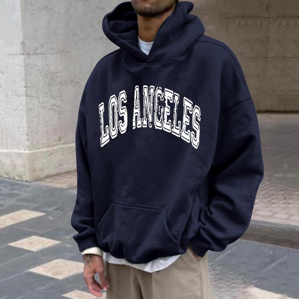 Heren losvallende hoodie met print
