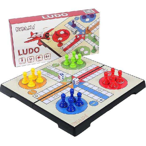 KIDAMI Magnetic Snakes and Ladders Game Set with Storage Box, Folding Design and Light-Weight, Gift for Kids and Adults (9.75 Inches)