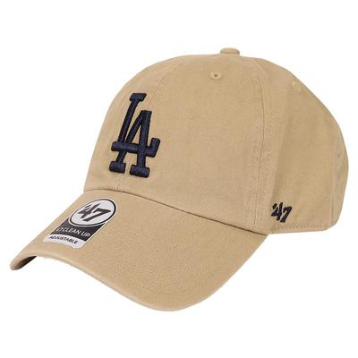 47 Dodgers Clean Up Cap for Men and Women LA LOS ANGELES Khaki X Navy - Logo, Low-profile Cap, MLB, DODGERS,