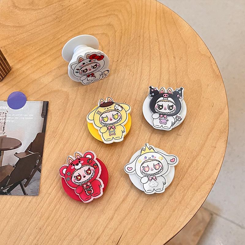 Cartoon Figure Retractable Phone Holder: Cute, Portable, Foldable Desktop Sticker
